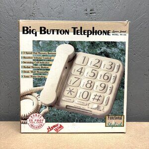Vintage Lenoxx Sound Big Button Telephone Model PH-416 w/ Manual & Cord - New